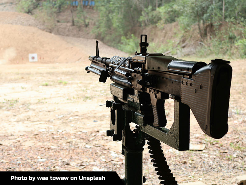 Image of a Light Machine Gun at a firing range