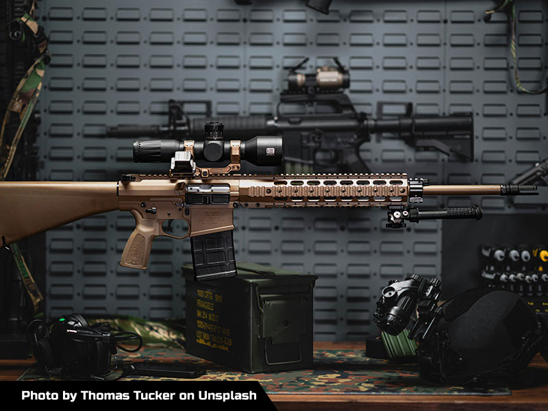 Image of an AR-15 on a workbench